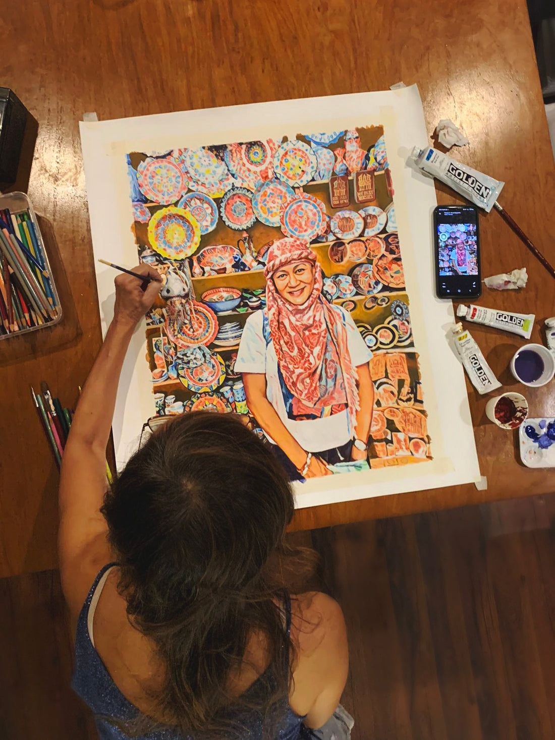 Painting a souvenir shop in Petra, Jordan.